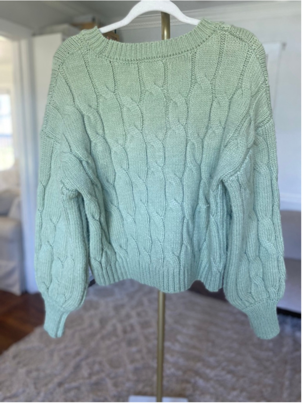 Willow & Wind Cable Knit Floral Sweater Embroidered Cropped Chunky Coquette Boho - Picture 3 of 6